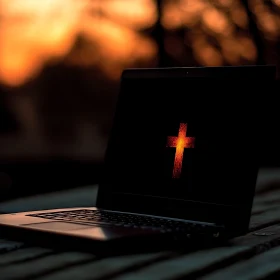 Modern Technology Meets Religion at Sunset