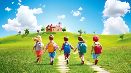 Kids Walking to School Together