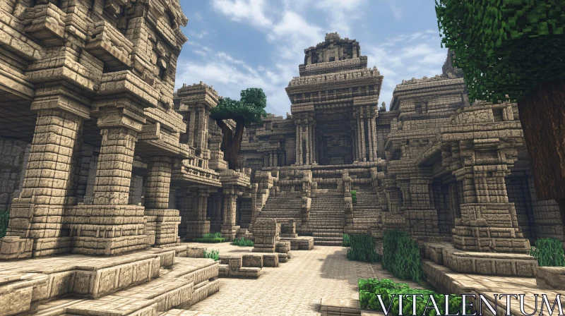 AI ART Ancient Temple in Minecraft World