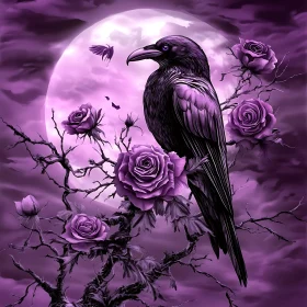 Purple Raven with Roses