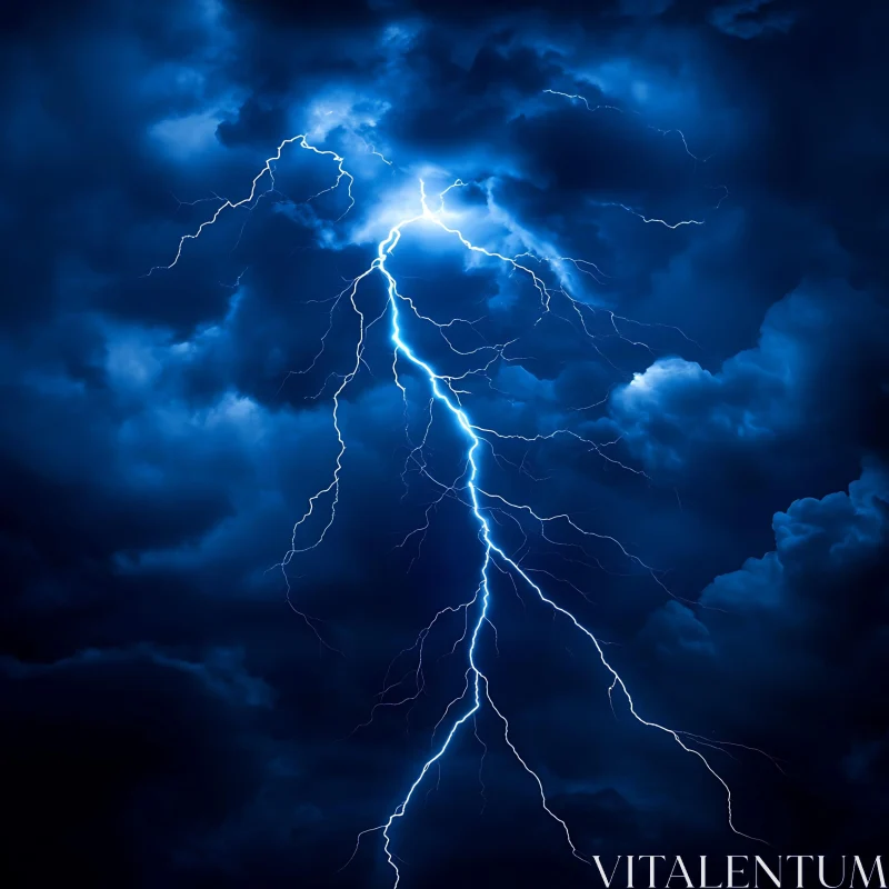 AI ART Electric Blue Lightning Bolt