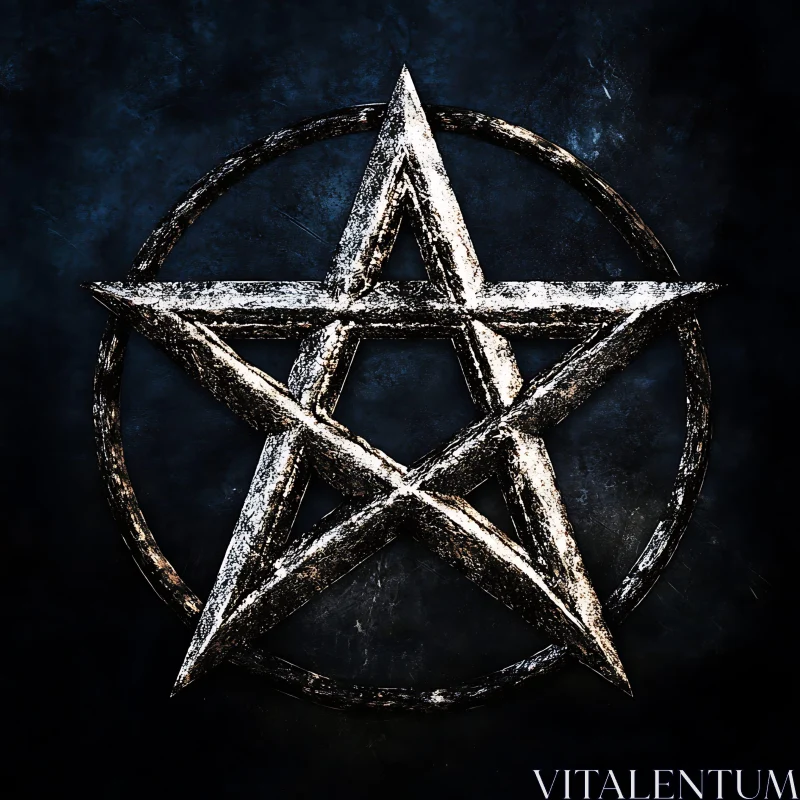 AI ART Aged Metallic Pentagram Symbol