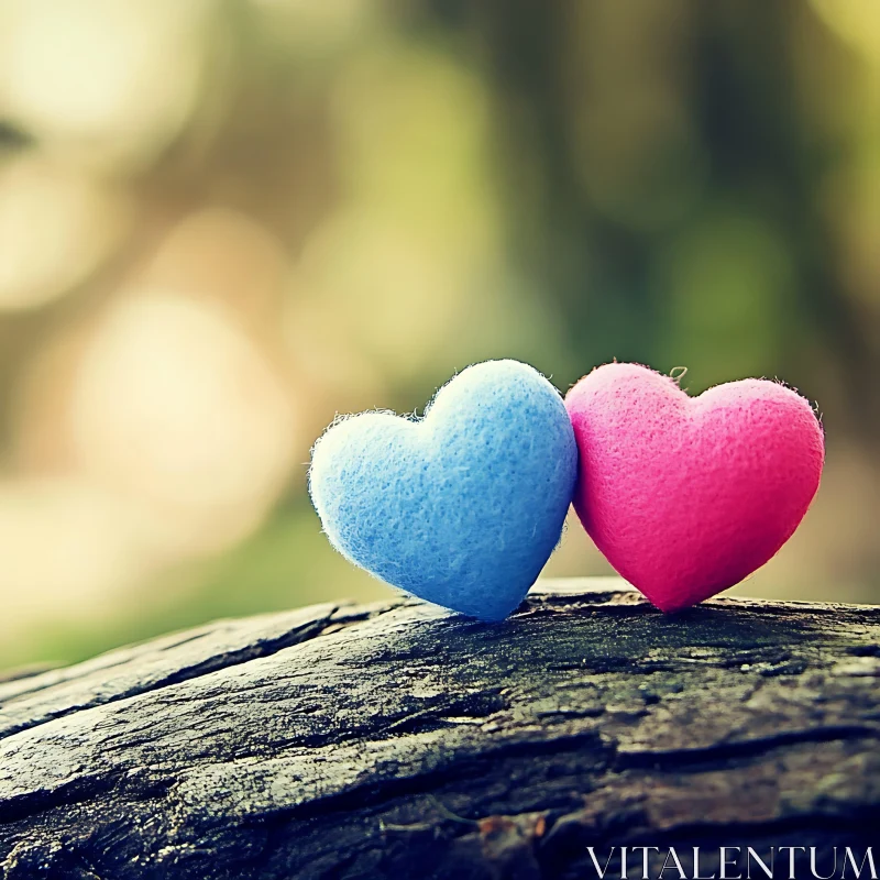 Blue and Pink Hearts Together AI Image