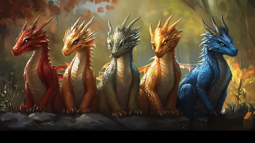 Colorful Dragons Fantasy Art