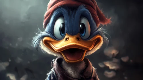 Smiling Duck Cartoon with Expressive Eyes