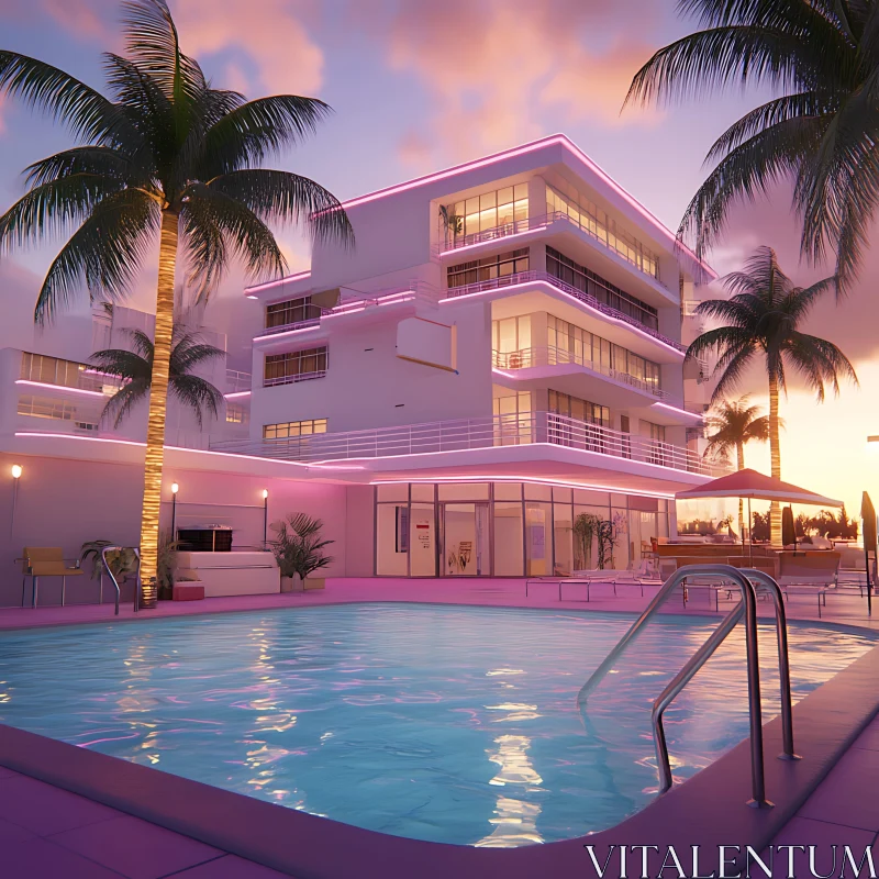 Contemporary Pink-Lit Architecture AI Image