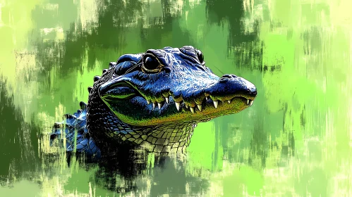 Alligator Art with Green Background