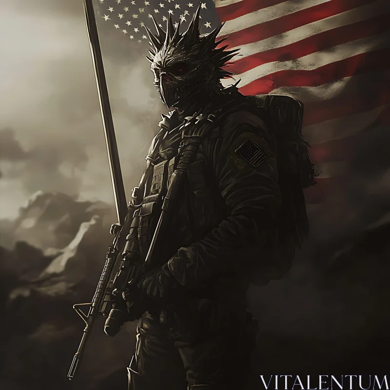 American Flag Futuristic Soldier Art AI Image