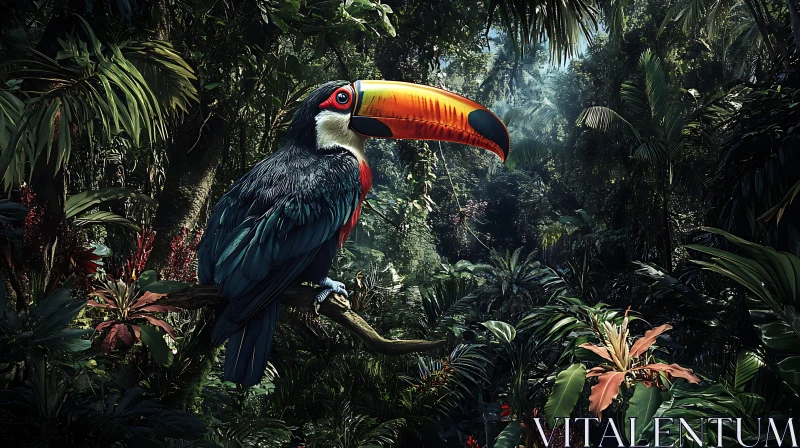 AI ART Exotic Bird in Tropical Forest