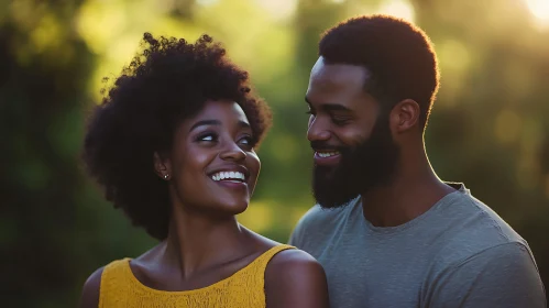 Smiling Couple in Sunlight Portrait