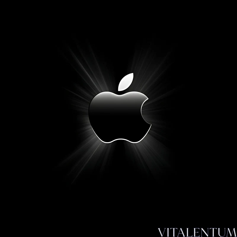 Polished Silver Apple Icon with Subtle Glow AI Image