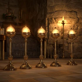 Ornate Candlelight in Ancient Chamber