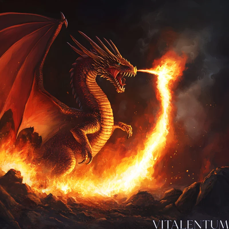 AI ART Dragon's Fury: A Fiery Spectacle