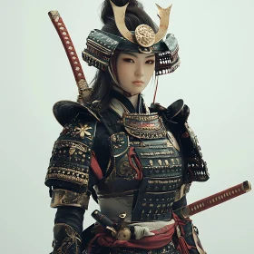 Portrait of a Woman Samurai in Armor