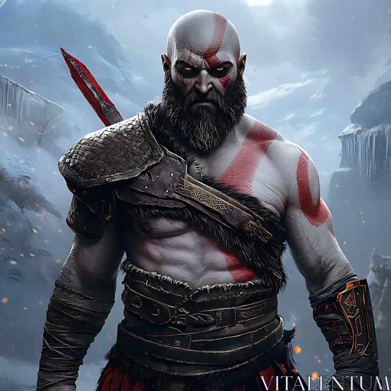 Warrior with Red Markings AI Image