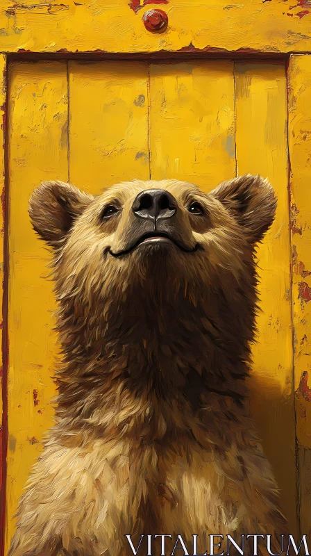 Curious Bear Art with Textured Finish AI Image