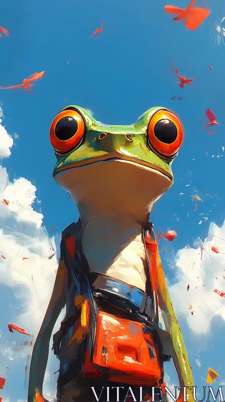 Anthropomorphic Frog with Satchel AI Image