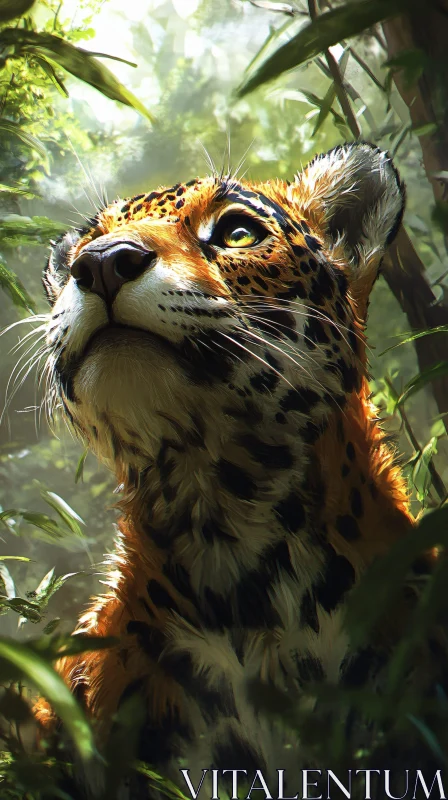 Majestic Leopard Amidst Jungle Foliage AI Image