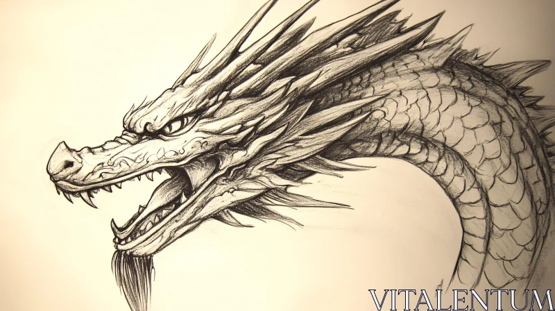 AI ART Monochrome Dragon Sketch Art