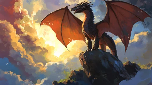 Fantasy Dragon on Mountain Top