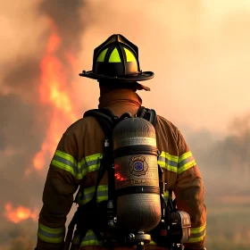 Heroic Firefighter Amidst Flames