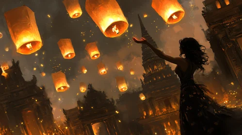 Floating Lanterns and Silhouette