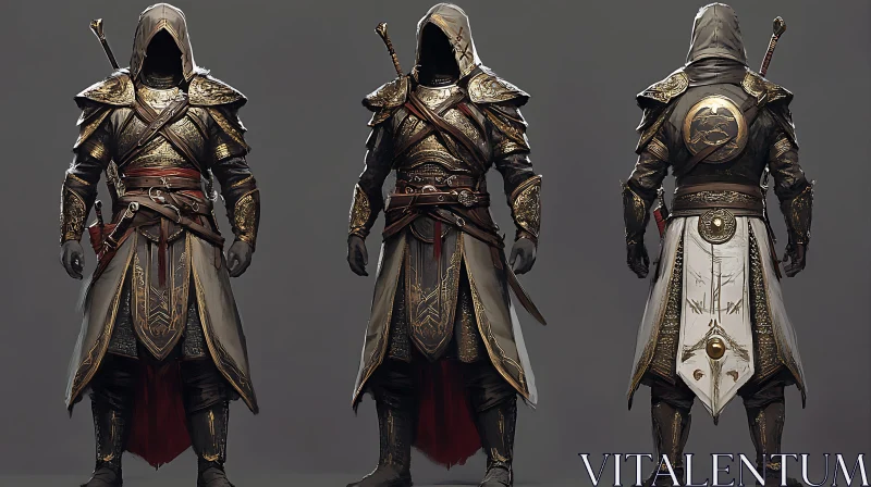 AI ART Hooded Warrior in Golden Armor