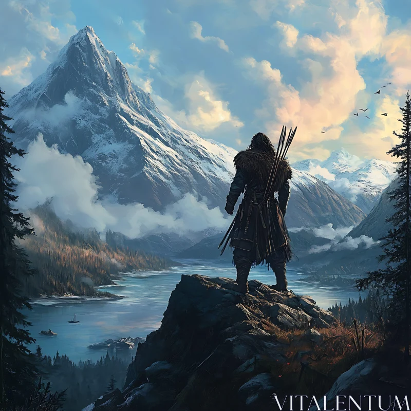 AI ART Mountain Warrior Landscape