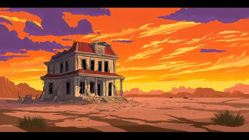 Deserted House at Sunset