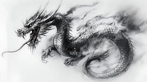 Dragon in Ink, Fantasy Art Illustration