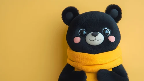 Cute Bear on Yellow Background