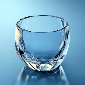 Clear Glass Object on Blue Background