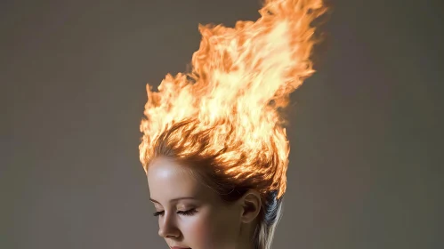 Woman's Hair Transformed into Flames