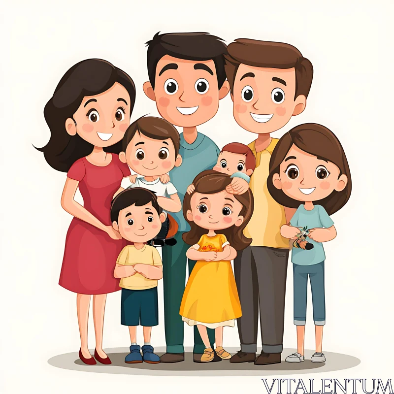 AI ART Happy Cartoon Family Illustration