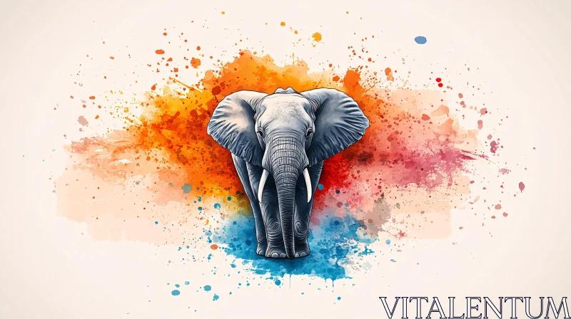 Vivid Elephant Artistic Illustration AI Image