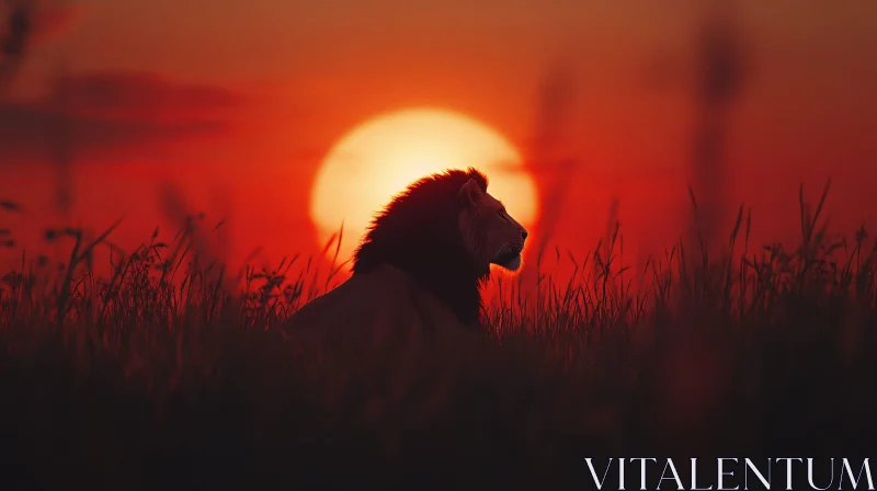 Sunset Lion Portrait AI Image