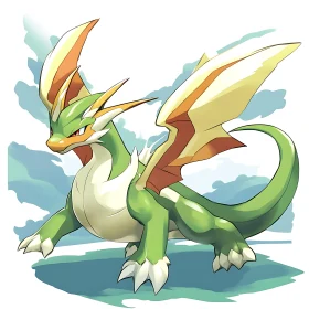 Stylized Dragon Art Green Scales