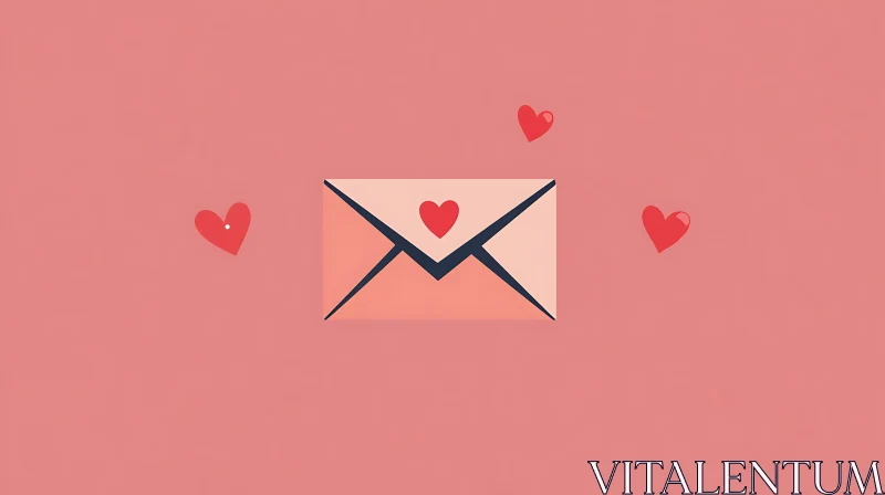 Romantic Letter with Floating Hearts AI Image