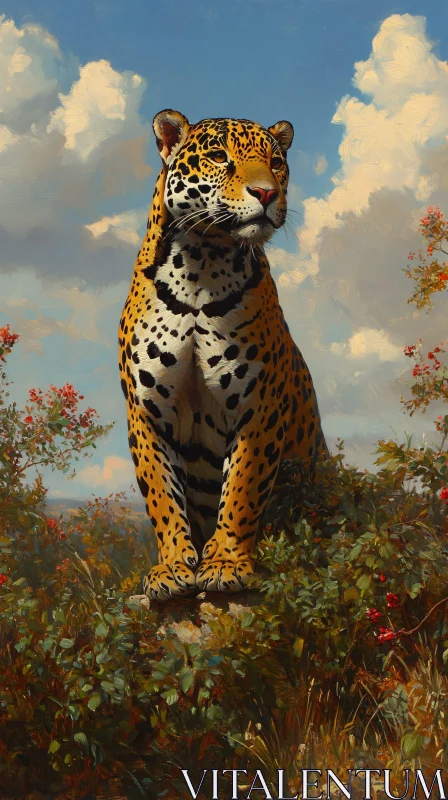 Regal Big Cat in Scenic Landscape AI Image