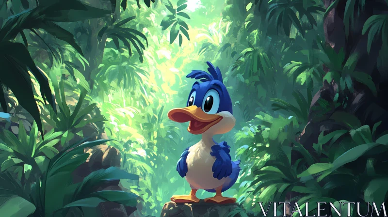 AI ART Animated Duck Jungle Scene