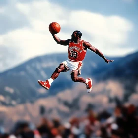Athlete Jumping with Ball