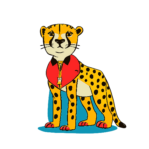 Cartoon Cheetah with Scarf - Cute Animal T-Shirt Design POD Design