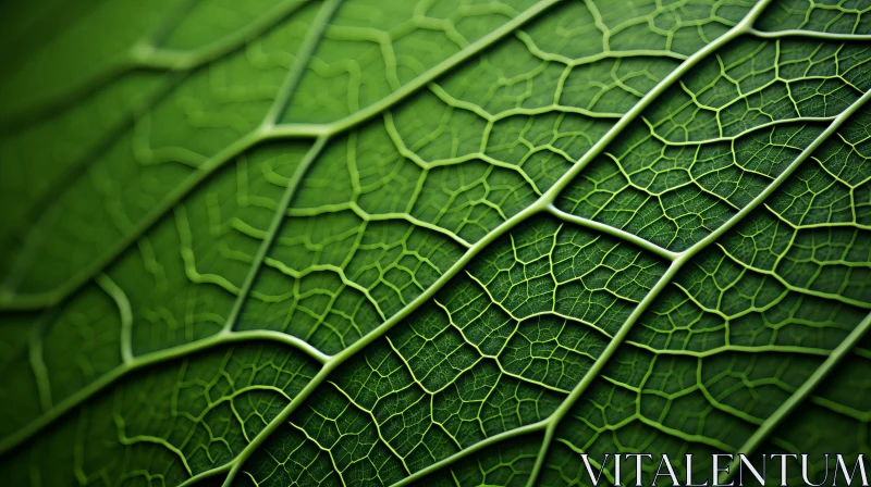 Close-Up of Green Leaf Pattern - Eco-friendly Craftsmanship AI Image