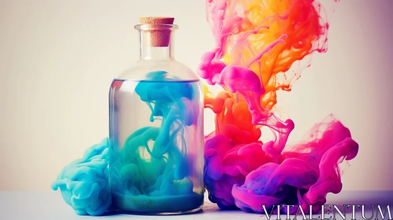 Colorful Ink in a Bottle: A Captivating Abstract Composition AI Image