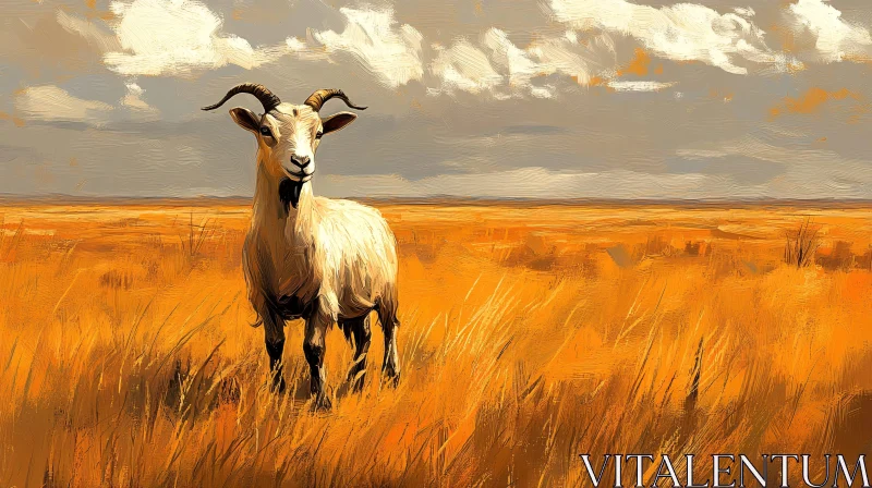 Goat in Autumn Field AI Image