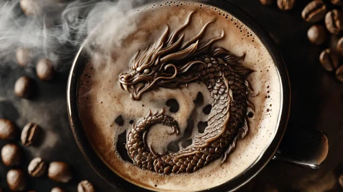 Coffee Cup with Dragon Latte Art