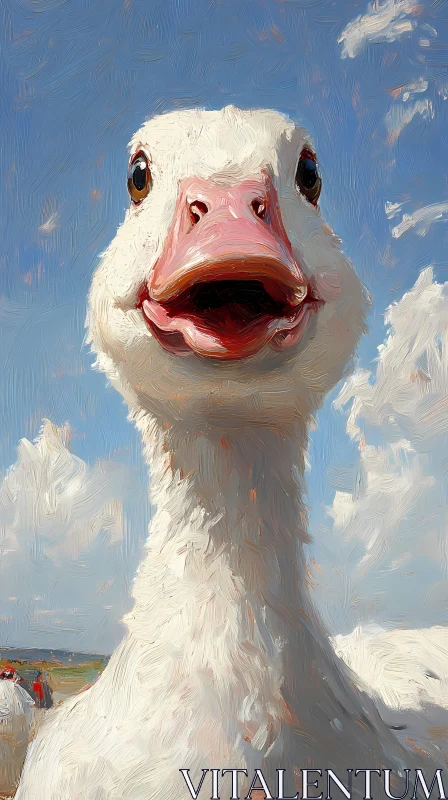 Oil Painting Style Goose Portrait AI Image