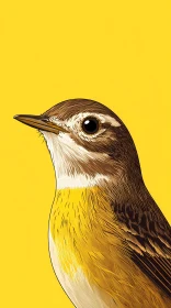 Illustrated Bird with Yellow Plumage