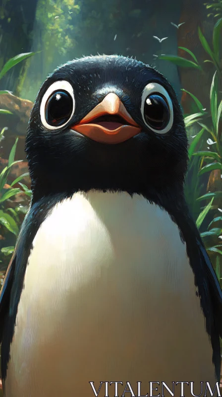 Penguin in Nature AI Image