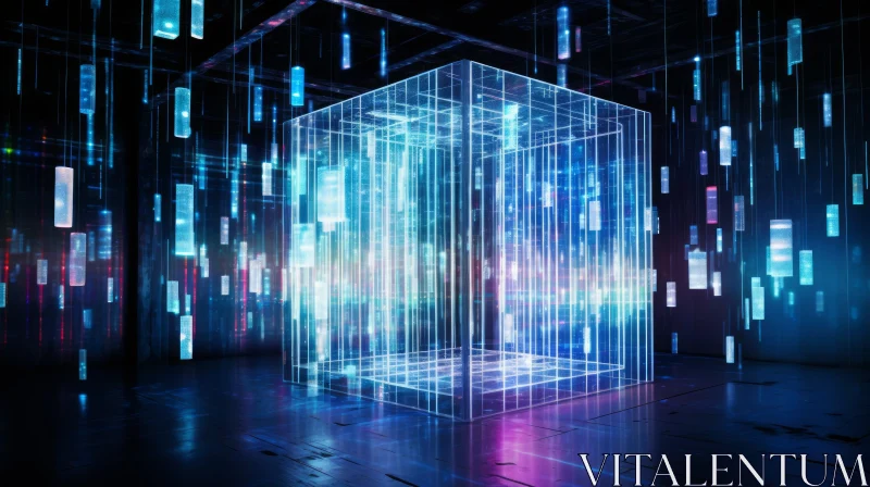 Futuristic Cube of Electronic Lights | Colorful Graphical Theme AI Image